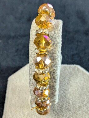 Iridescent Yellow Faux Gemstone Beaded Bracelet